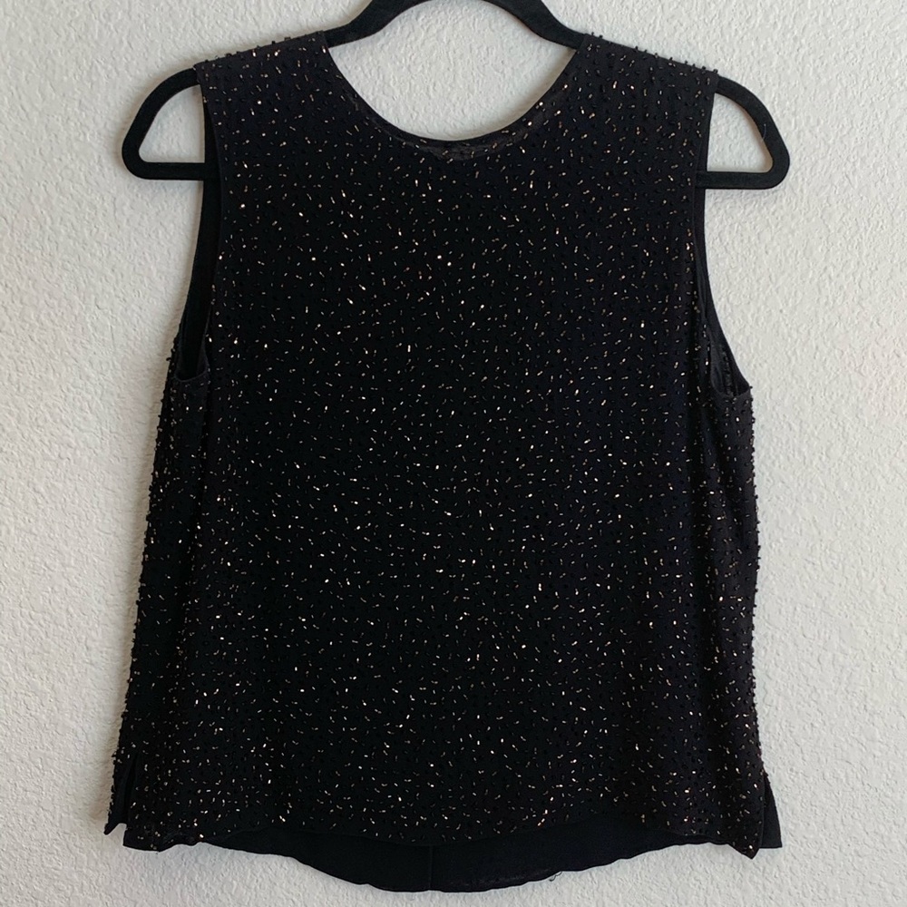 Dana Buchman Black Beaded Top Sz 10
